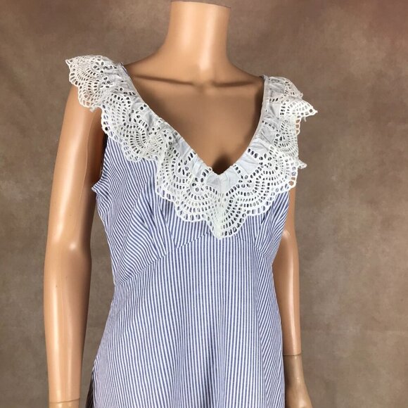 Lucy Paris Eyelet Trim Striped Fit and Flare Dress NWT MEDIUM - Picture 4 of 8